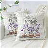 AwzyGous Fodera per Cuscino a Fiori 40x40cm, Lavanda Viola Copri Cuscini a Vaso con Floreale, Copricuscini per Divano Design Estivo in Lino per Soggiorno, Giardino Decorazione per Esterni Set di 2