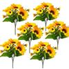 Bodosac 6 fiori artificiali Girasoli Piante artificiali in plastica con steli per matrimonio, doccia nuziale, tavolo, compleanno, decorazione da giardino, piante finte resistenti ai raggi UV per