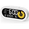 DOOMAY Sveglia digitale per camera da letto: Sveglia da comodino a doppio allarme VA Display LCD con secondi, Snooze di 9 minuti e modalità weekend, 3 luminosità, 4 allarmi e 3 livelli di volume