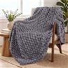 Exclusivo Mezcla Coperta Plaid Pile da Divano, 130x170 cm, Grigio Scuro | Coperta in Flanella Jacquard 3D Elegante per Letto, Doppia Faccia Morbida, Facile Manutenzione e Leggera, per l'Estate