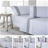 COTTON ARTean Set di lenzuola GORBEA grigio percalle 100% cotone 180 fili colore bianco letto 200 x 190/200 100% cotone percalle