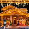 Loyyz Tenda Luminosa Natale,600LED 15M Luci Natalizie da Esterno,IP44 Impermeabile con 8 Modalità Luci Cascata Natale,Tenda Luci per Natale,Festa,Giardino e Matrimonio
