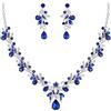 Clearine Set di gioielli costume per ballo di fine anno con gocce, foglie, strass e cristalli, collana con ciondolo e orecchini, tono argento chiaro, cristallo