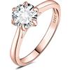 JewelryPalace 1.5ct Classic Anello Solitario Donna Argento 925 con Creato Moissanite, Diamante Simulato Anelli con Pietra Rotonda, Semplice Fedine Fidanzamento in Oro Rosa Set Gioielli Donna 9.5