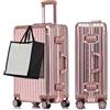yuweijie Valigia Bagaglio a Mano con coque in alluminio 100% puro. Valigia Trolley con 4 Ruote Doppie Girevoli e Lucchetto TSA Integrato(S,Rosegold)