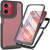 RonRun Cover Motorola Moto E15/G25/G15/G05, Antiurto 360 Gradi Full Case con Protezione per Schermo Incorporata, Trasparente Rugged TPU Bumper Doppia Protettiva Case Nero