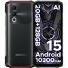 DOOGEE Blade 20 Rugged Smartphone 2025, 20GB+128GB/2TB Telefono Indistruttibile Android 15, 10300mAh Telefono Rugged 6.6" HD+ 90Hz IPS, 3 Slot/4G Dual SIM, Unisoc T7200/16MP+8MP/GPS/Face Unlock Nero