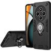 ILING Cover per Xiaomi Redmi 14C / Xiaomi Poco C75, Ultra Sottile Rigido PC TPU Bumper Antiurto Armor Opaca Silicone Custodia con Anello Supporto e Scorrevole Protezione Fotocamera (Nero)