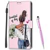 MadBee Custodia Compatibile con Huawei P Smart Plus 2019/ Enjoy 9S, Portafoglio Creativo Colorato Libro Pelle PU Flip Caso Magnetica Supporto Cover per Huawei P Smart+ 2019 (Ragazza)