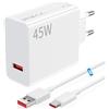 Generico 45W Caricatore Rapido Adattatore USB per Redmi Note 14 Pro 14 13 12 POCO X7,Caricabatterie Turbo con 6A Cavo USB C 2m per Xiaomi Pad 7 11i 11 Lite Redmi Pad SE Pro Redmi 14C 13C 12C 14 13 A5 POCO C75