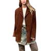 Bexhide Giacca da donna marrone vintage classica in vera pelle blazer cappotto, Cappotto oversize da donna marrone, 3XL