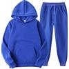 Genérico Completo Sportivo Uomo Taglia Grande Impermeabile Reversibile Tuta Da Basket Cerniera Tinta Unita Manica Lunga Economica Classico Giacca Con Cappuccio E Pantaloni Giovani, blu, XXXL