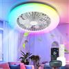 Aigostar- Ventilatore da Soffitto con Luce, Compatibile con Alexa, LED 40W, 4400LM, 2700K-6500K e RGB Dimmerabile, Plafoniera Ventilatore Soffitto con Telecomando e Gateway, 6 Velocità, φ50CM