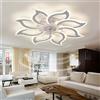 Caufloce LED Ventilatore da Soffitto con Luce Grande Camera da Letto Dimmerabile Plafoniera Ventilatore Reversibile Moderno Telecomando Silenzioso Lampadario Ventilatore Fiore Smart 6 velocità-Blanc