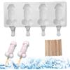 Liummrcy Stampi per ghiaccioli in Silicone, 4 cavità stampi per ghiaccioli con Bastoncini, Gelato a Freddo/Resistente al Calore, Pops di Ghiaccio Fai-da-Te Antiaderente per la Torta Cioccolato