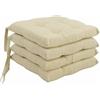 Corredocasa Set di 4 Cuscini per Sedia con Lacci a 4 Punti, Imbottiti e Rivestiti in PoliCotone - Design Confortevole, Made in Italy, Coprisedie in Diversi Colori per Cucina Casa (Beige)