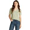 Calvin Klein Jeans Women's CK Embro Badge V-Neck Tee S/S T-Shirt, Celadon Green, XXS