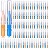 BBTO 100 Pezzi Spazzolino Interdentale Stuzzicadenti Dentali Testa con Filo Spazzolino Dentale l'Igiene Orale Detergenti per Stuzzicadenti Flosser Dentale Strumento per Pulizia dei Denti (Orange and Blue)