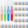 BBTO 100 Pezzi Spazzolino Interdentale Stuzzicadenti Dentali Testa Filo Spazzolino Dentale per l'Igiene Orale Detergenti Stuzzicadenti Flosser Dentale Strumento (Rosso, Blu, Verde Chiaro, Arancione)