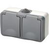 Glowster Doppia presa IP54 di superficie Luxe, impermeabile e antipolvere, ideale per interni ed esterni, fornisce una connessione elettrica sicura.