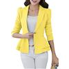 YMING Donna Cardigan con Orlo Increspato Giacca Blazer Casual A Maniche Lunghe Giallo L
