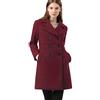 Allegra K Cappotti invernali raglan doppiopetto con revers dentellati da donnaBianco crema M
