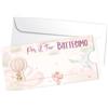 LINA OFFICINE GRAFICHE CREATIVE Biglietto Battesimo Scorrevole con Mongolfiera, 22 x 11 cm, Design Elegante in Celeste e Bianco, con Busta
