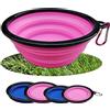 GYMslim Ciotola da viaggio pieghevole per cani, portatile, grande o piccola, ciotola per acqua e cibo per animali domestici, facile da trasportare, con gancio, blu o rosa (rosa piccola)