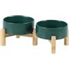 Havniva Set di ciotole doppie rialzate in ceramica con supporto, 2 altezze elevate, ciotole per cibo e acqua, per cani di razza giocattolo, gatti, gattini, piatti ponderati per cani (14 cm, 382,7 g,