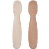 BÉABA, Set Di 2 Cucchiaini Prima Età, Cucchiaini In Silicone, Posate Per Bambini, Dai 4 Mesi, Forma Ergonomica, Diverse Texture, Manico Ergonomico, Praliné/Argilla