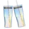 SUNOYA 2 Pezzi 600 Ml Bicchieri Di Vetro Con Coperchi E Cannucce Di Vetro, Bicchieri Per Bere Con Coperchi E Cannucce, Bicchieri Di Vetro, Bicchieri Di Vetro In Barattolo Di Vetro Set Di Bicchieri