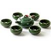 Rouhuhura Set da tè cinese in ceramica screpolat- set da tè in ceramica Koi retrò, Set teiera e tazze Kung Fu teiera fatta a mano in porcellana e 6 tazze da tè (verde scuro)