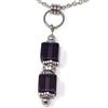 Generic Collana da donna in acciaio con pendente in vetro viola e strass