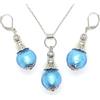 Generic Parure di gioielli orecchini e collana in acciaio e perle di vetro di Murano blu turchese