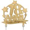 LINA OFFICINE GRAFICHE CREATIVE Decorazione Torta in Legno, Tanti Auguri 18 Anni, 18x15 cm, Oro con Supporti