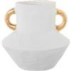 DRW Vaso da tavolo in ceramica con manici bianco e oro 28x28x28x28cm