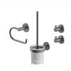 Lenz Set di accessori da bagno SIVO in grafite, 4 pezzi, porta carta igienica, scopino WC e due ganci per asciugamani, da incollare o forare, con superficie anti-impronte, 4290052