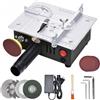 WHYIOFC Mini sega circolare multifunzione da tavolo, 4 lame e 7 marce, sega da tavolo portatile con disco abrasivo, lama da 0,1 - 15 mm regolabile in altezza per la lavorazione del legno, plastica, metallo