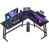 Devoko 170 x 130 cm Scrivania Gaming Angolare, Scrivania Angolare con Supporto per Monitor per Lo Studio, Il Gioco E Il Lavoro, Scrivania Gaming Ergonomica(Carbonio Nero)