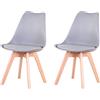 EGOONM Set di 2 Sedie da Pranzo Scandinave, Sedie da Imbottite Retrò da Cucina/Sedia da Ufficio con Gambe in Legno massello di faggio (2, Grigio)