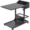 sogesfurniture Tavolo per computer portatile regolabile in altezza, tavolino mobile da divano, tavolo con ruote, spazio di archiviazione, per camera da letto, soggiorno, 50 x 40 x 55 - 80 cm, nero