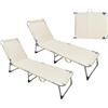 IlGruppone Coppia Set 2 Pezzi Lettino Prendisole Struttura In Alluminio Anodizzato Schienale Regolabile Impermeabile Resistente Raggi Uv Pieghevole Professionale Tessuto Textilene - Beige