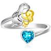 Qings Dicembre Tanzanite Anello Pietra di Nascita con Design Madre Figlia in Argento Sterling 925 Anello Mama e Figlia con Cuore Zircone per Mamma Nonna Moglie Donne