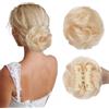 TESS Chignon Capelli Veri Ricci con Pinza Posticci Donna con Elastico Hair Bun Finto Extension Accessori Capelli 42g #60 Biondo Platino