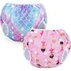 Teamoy Pannolini da Bagno Riutilizzabili (confezione da 2), Costume da bagno Regolabili E lavabili, Per Neonati e Ragazze, Modelli Squamosi