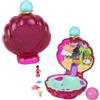 Polly Pocket Bambole e accessori, Sparkle Beach Shell Compact con Micro Doll & Ocean Pet, giocattolo da viaggio con giochi d'acqua,