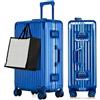 yuweijie Valigia media con coque in alluminio 100% puro. Valigia Trolley con 4 Ruote Doppie Girevoli e Lucchetto TSA Integrato(M,Blu)