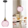 HJXDtech Vintage Industriale Lampada a Sospensione con 20cm Sfera in Vetro, Lampadario Sospeso a Soffitto E27 in Bronzo Antico per Comodino, Cucina,Sala da pranzo e Soggiorno(Rosa)