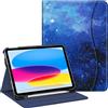 FINTIE Custodia compatibile con iPad di 10a generazione (2022) da 10,9 pollici, visualizzazione multi-angolo, custodia protettiva con supporto per matita e tasca, spegnimento automatico, cielo