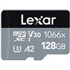 Lexar Professional 1066x Micro SD 128 GB, Scheda microSDXC UHSI Serie SILVER, Adattatore SD Incluso, Lettura Fino a 160MB/s, per Action Cam, Drone, Smartphone e Tablet (LMS1066128GBNAAG)